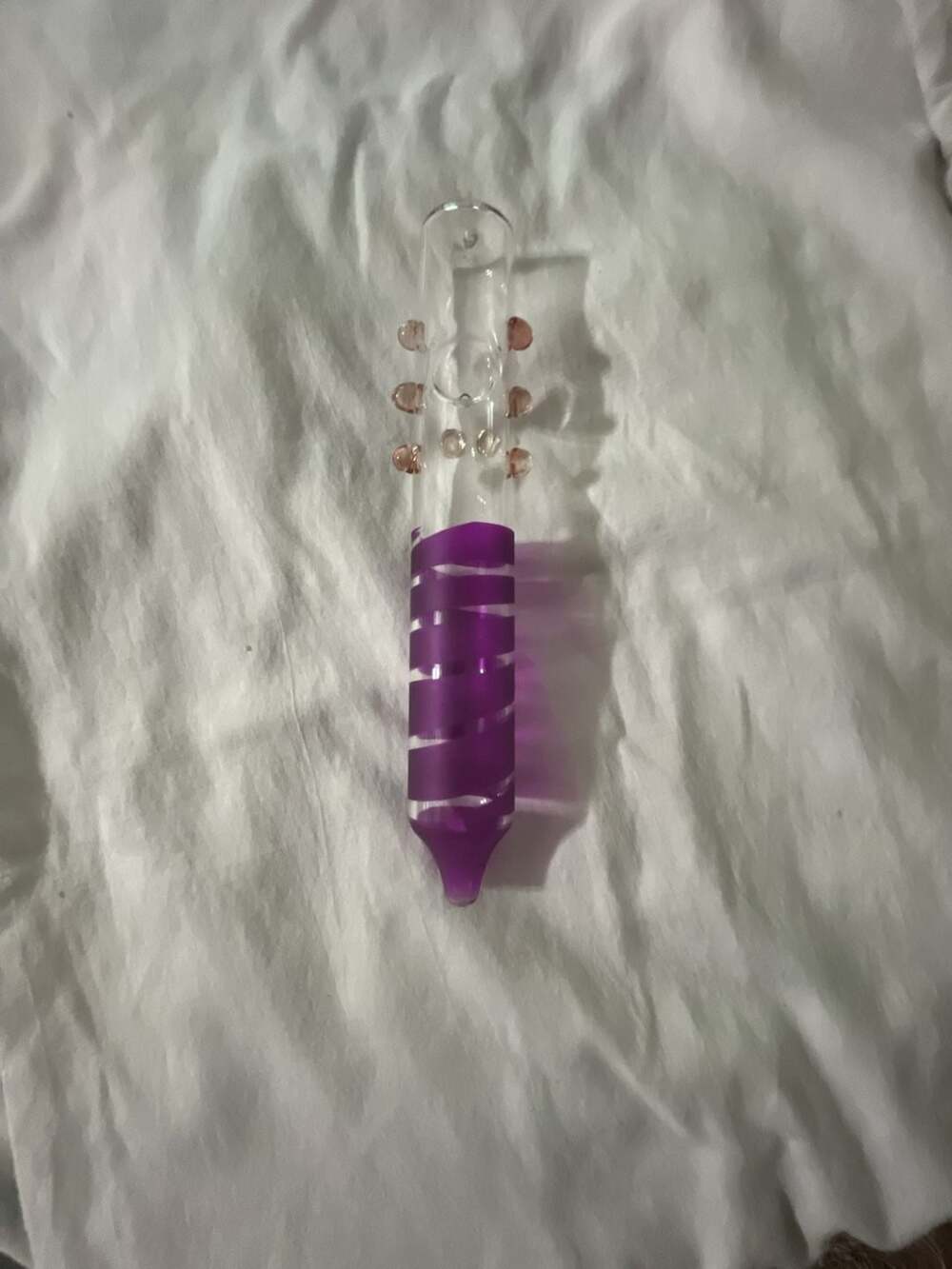 Unbranded Glass Chillum Piece Purple Stripe Textured Grips